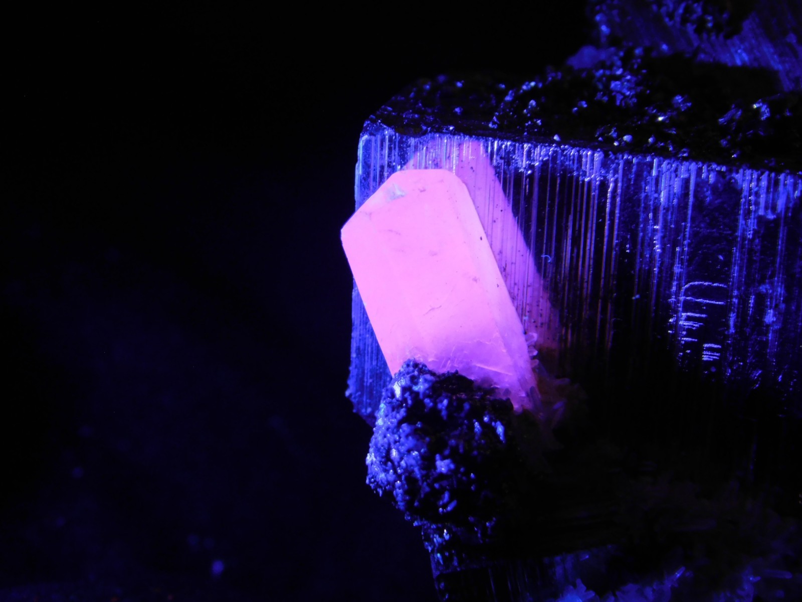 FLUORESCENT Calcite Crystal with PYRITE Crystal CUBES! From Peru 295gr