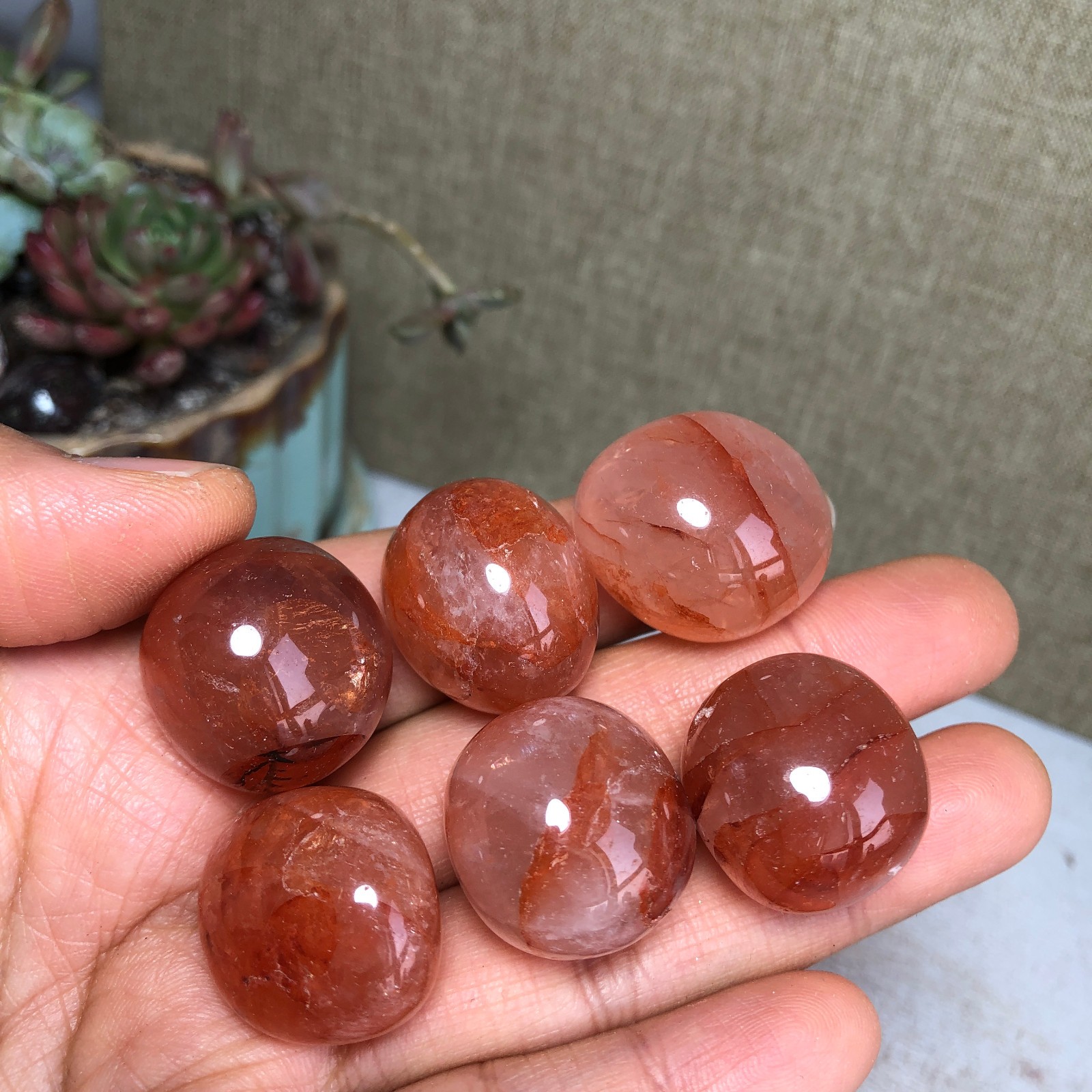 6pcs Natural Red gum flower semi-precious Crystal specimens 85g A35766