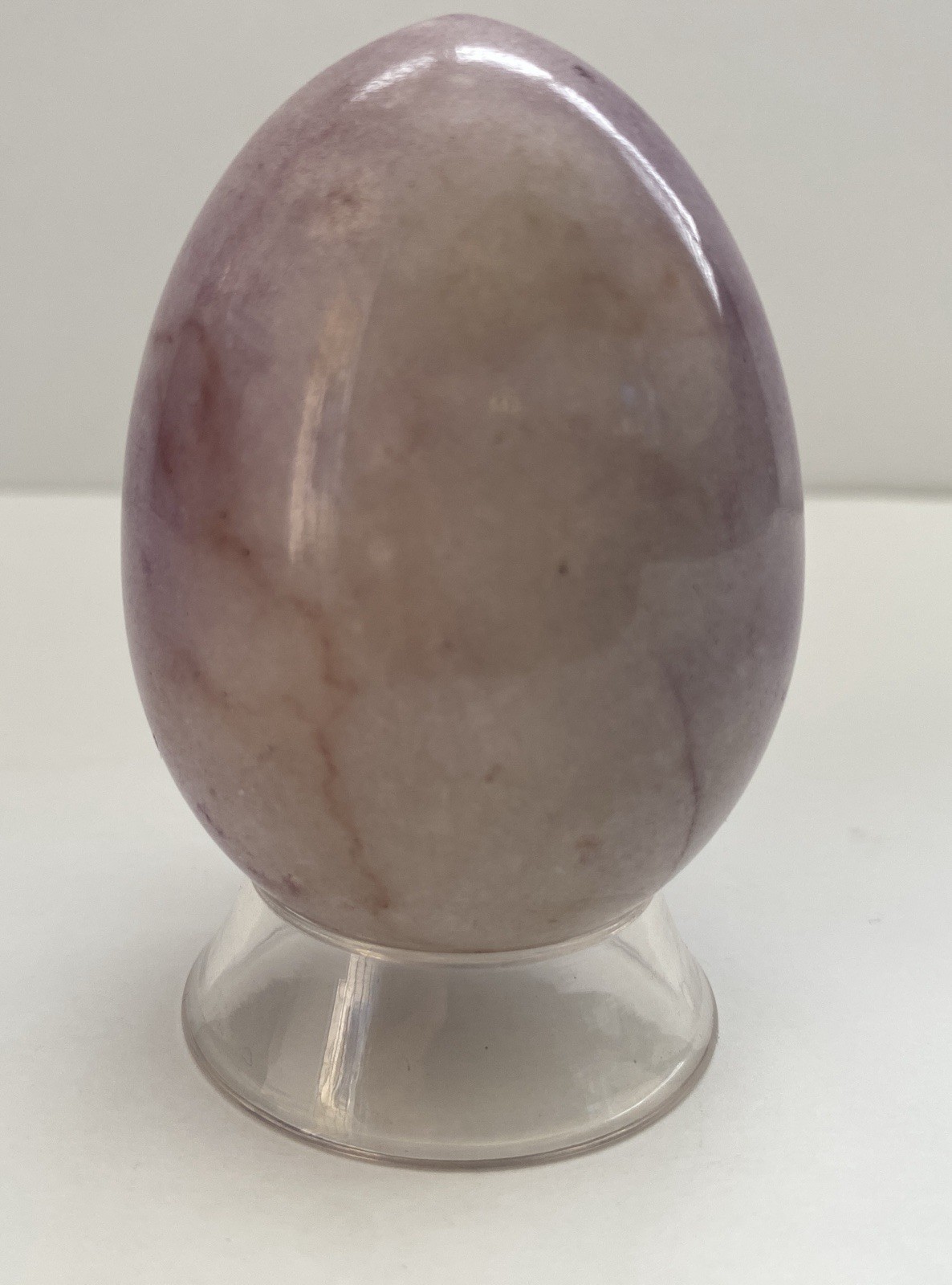 Natural Onyx Stone Egg With Stand Hand Polished Banded Agate Calcite Crystal