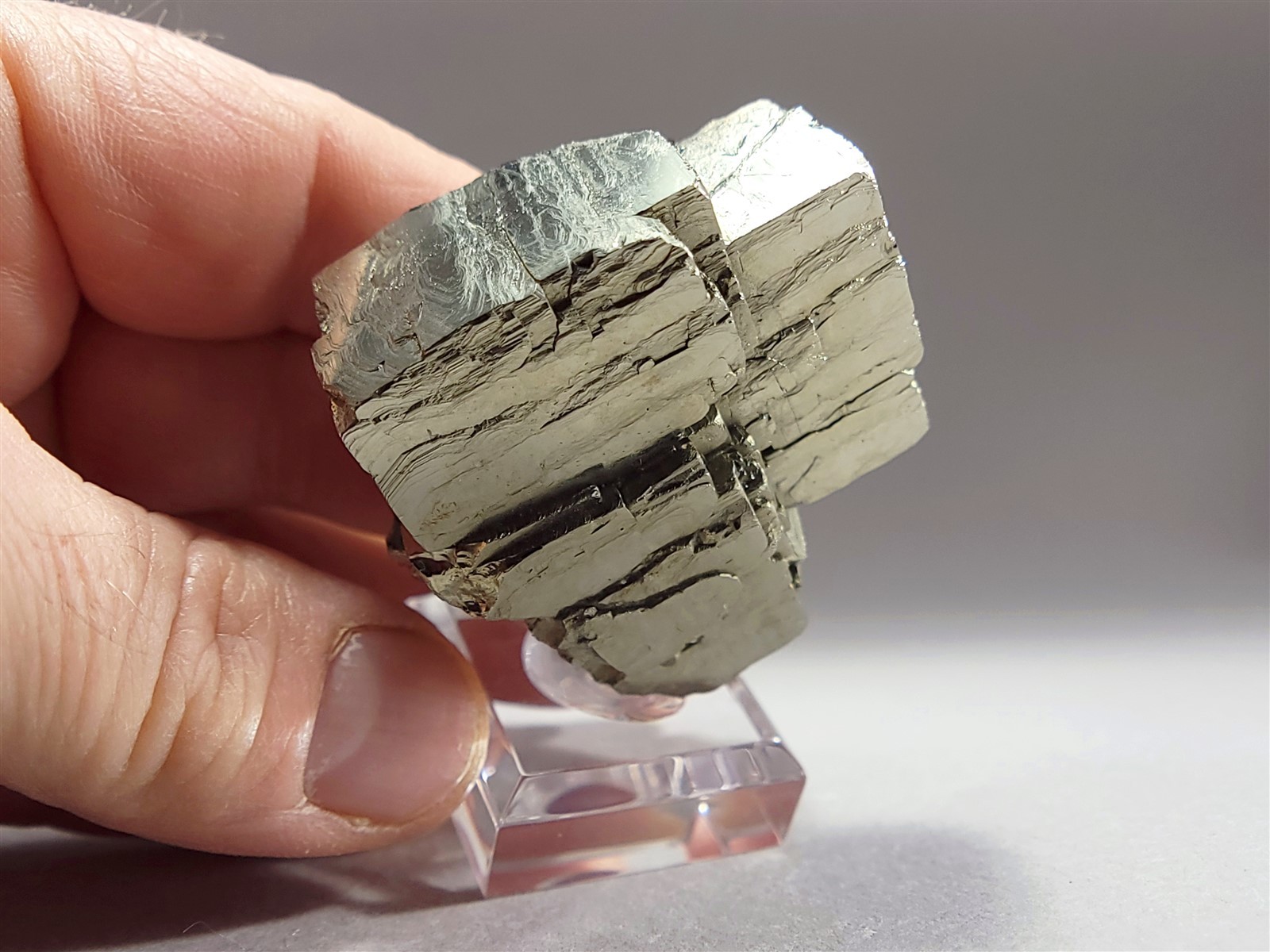 Brilliant Peruvian Pyrite Crystal with Growth Hillocks