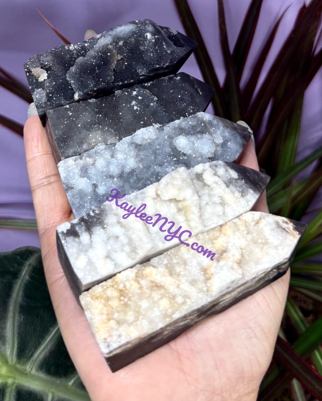 Wholesale 2 Lbs Natural Black Chalcedony Sphalerite Obelisk Tower Point Crystals