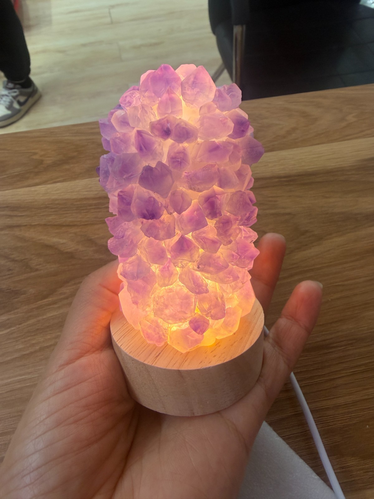 1pc natural amethys Crushed stone Quartz Crystal DIY USB Night lamp energy