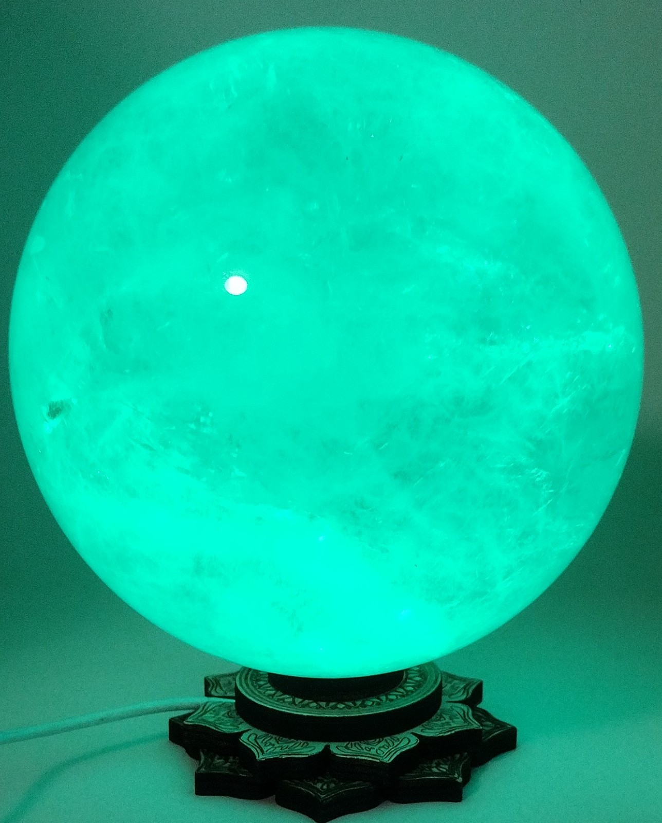 LED Crystal Sphere Display Base Color Changing Lotus Mandala Light Stand USB