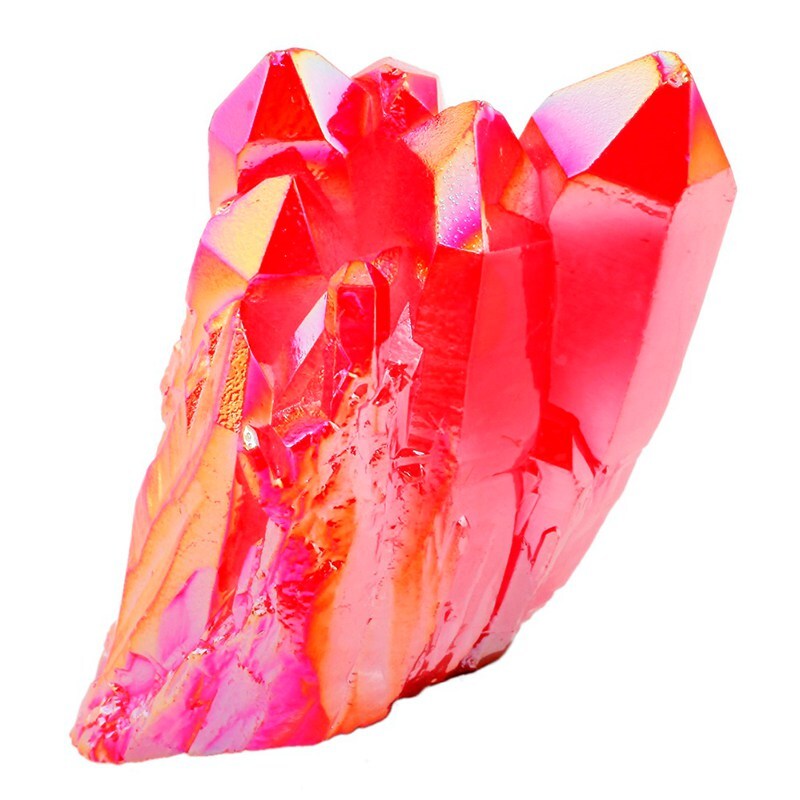100g Natural Aura Red Titanium Quartz Crystal Cluster VUG Specimen Healing Reiki