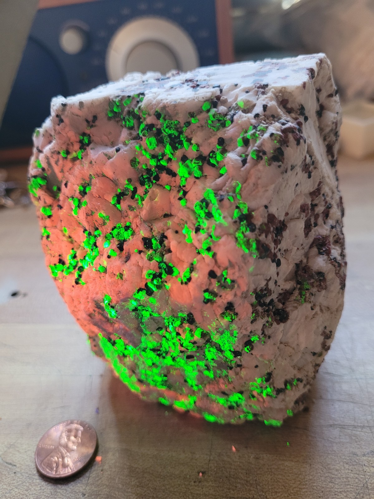 STRIKING Calcite, Willemite, & Franklinite Fluorescent Mineral Specimen from NJ