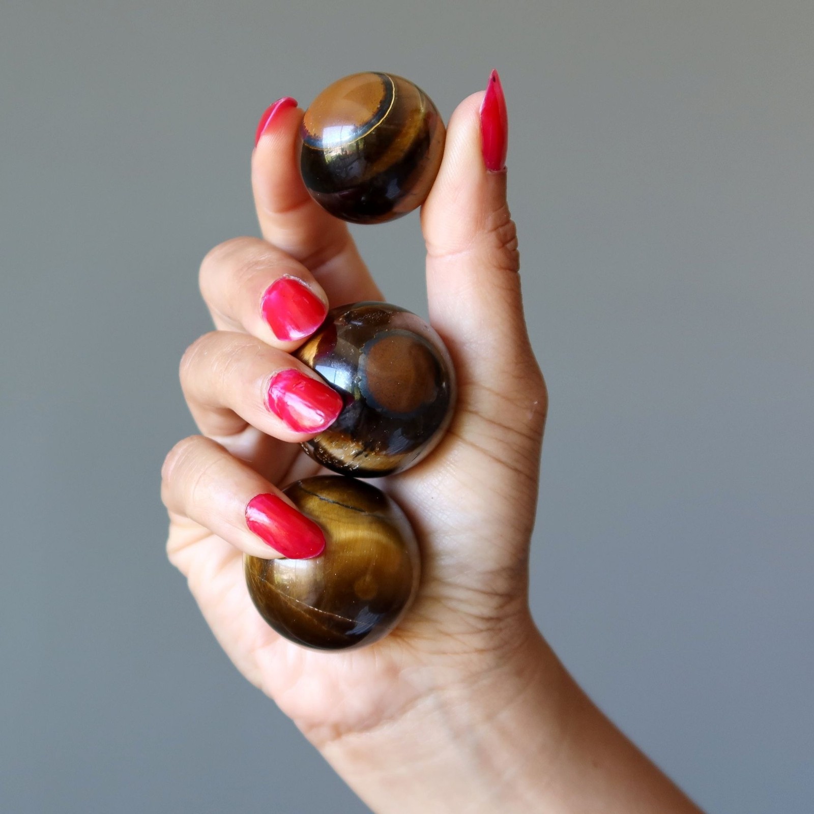 Lot of 6 Tigers Eye Sphere Bundle Golden Brown Crystal Balls Natural Stone Bulk