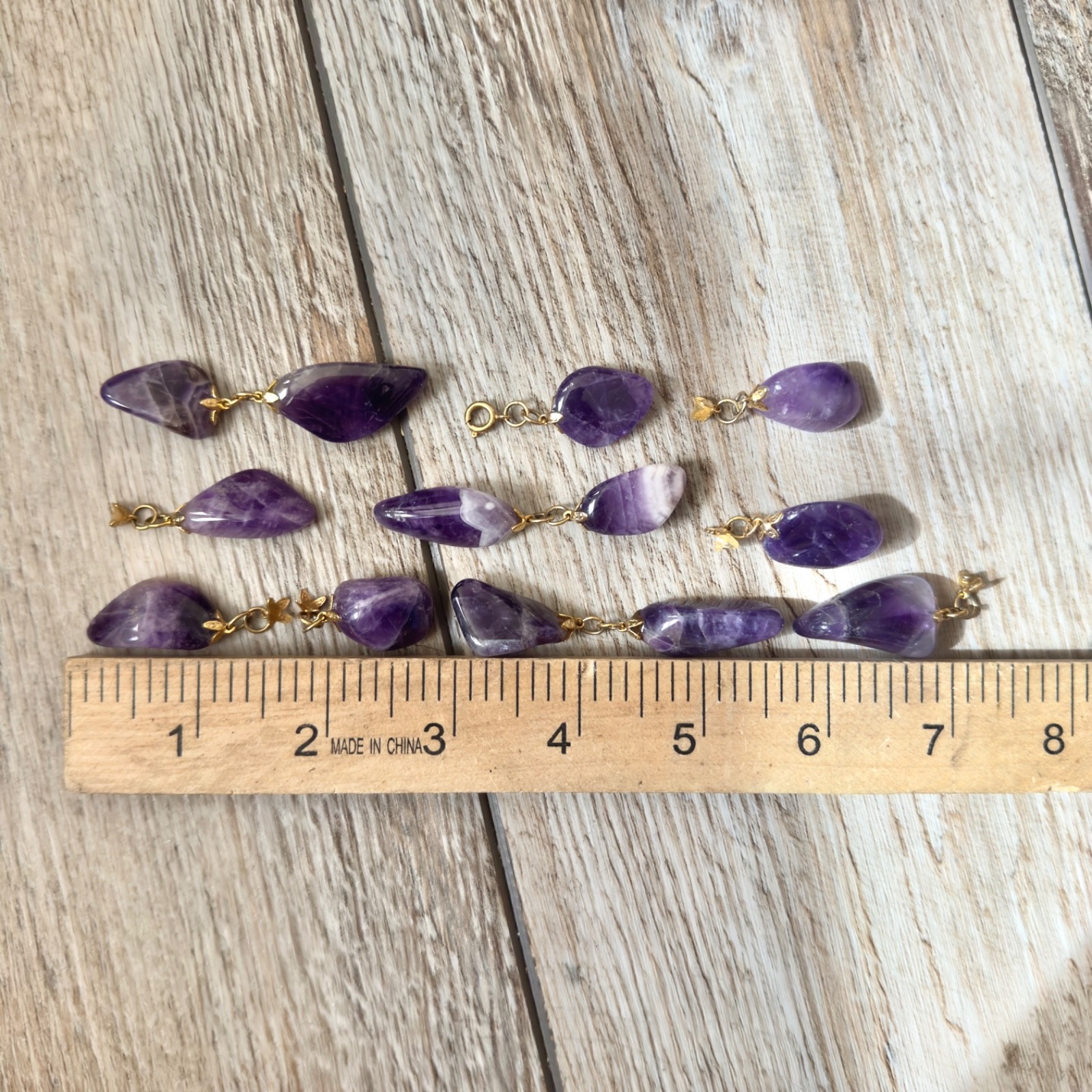 Polished Natural Purple Amethyst Crystal Pendants Only No Chains Lot Of 13