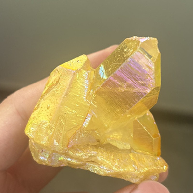 120-150G Natural Aura Citrine Yellow Crystal Cluster Healing Mineral Specimens