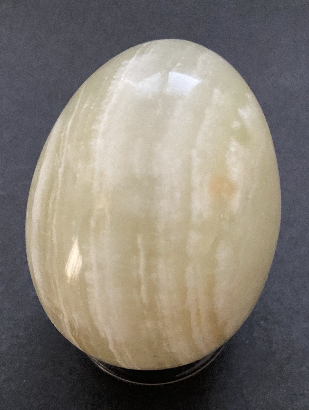 Natural Onyx Stone Egg With Stand Hand Polished Banded Agate Calcite Crystal