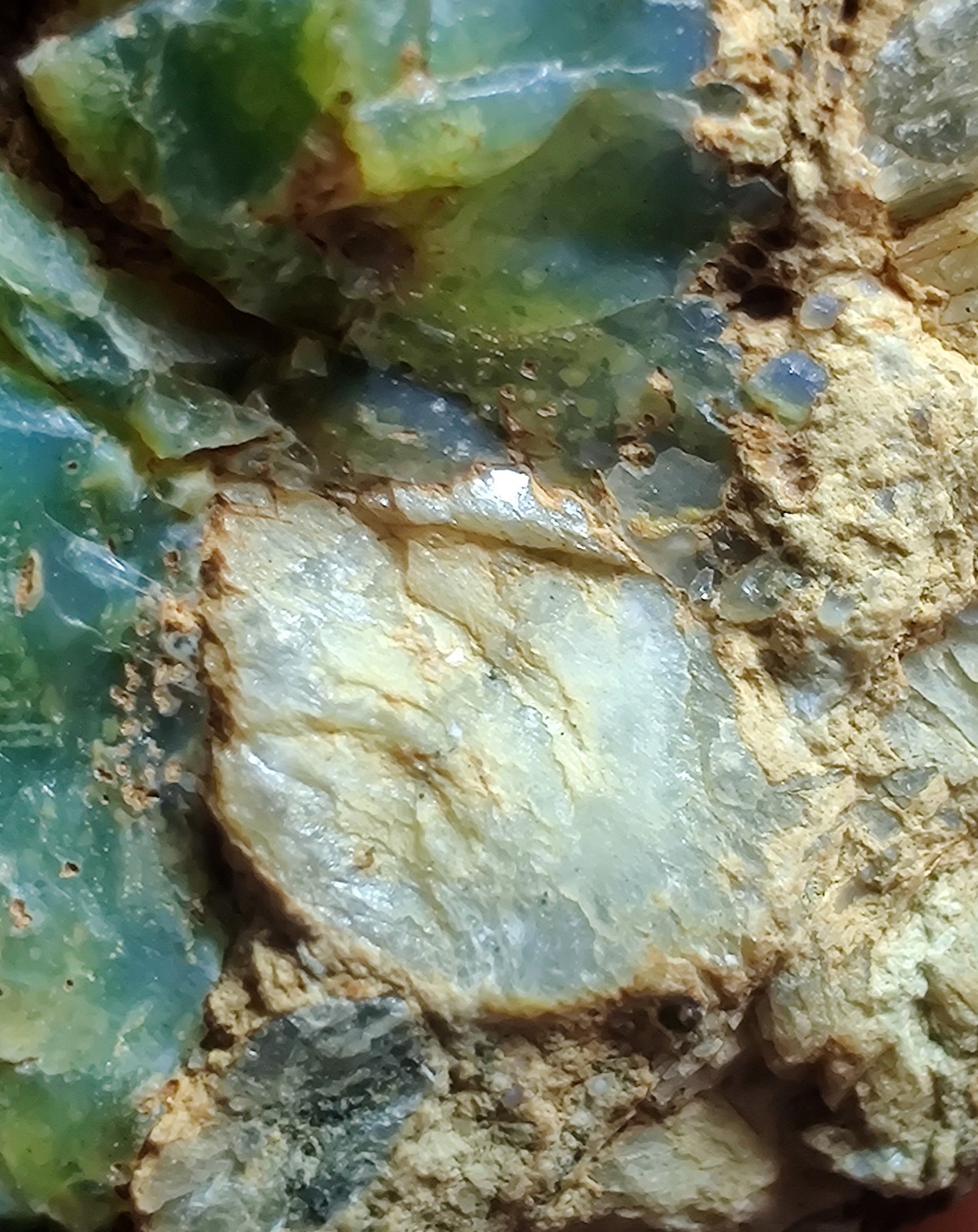 Opal on Sepentine with Magnetite, UV. San Benito, California. 213 grams.
