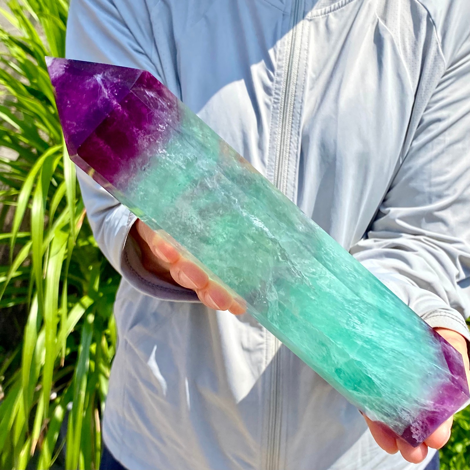 3.28LB Natural Fluorite Crystal Column Magic Wand Obelisk Point Earth Healing