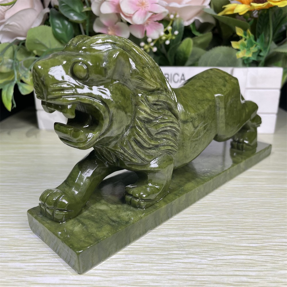 2.9LB 8.2” Natural Xiuyan Jade Tiger Carving Crystal Healing Decor Quartz Gift