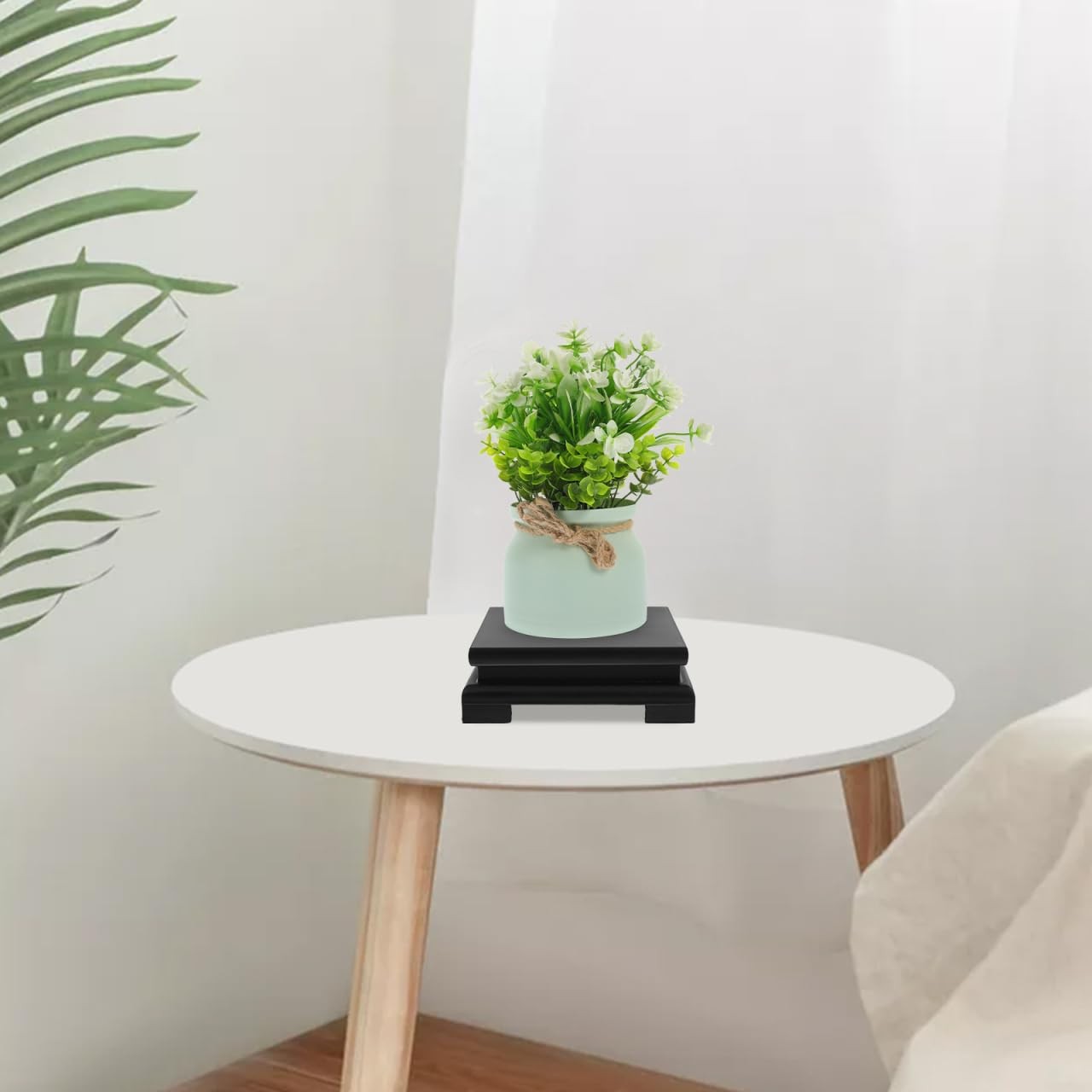 5.90×5.90×3.77 Inch Square Wooden Display Base Stand Decorative Vase Pedestal