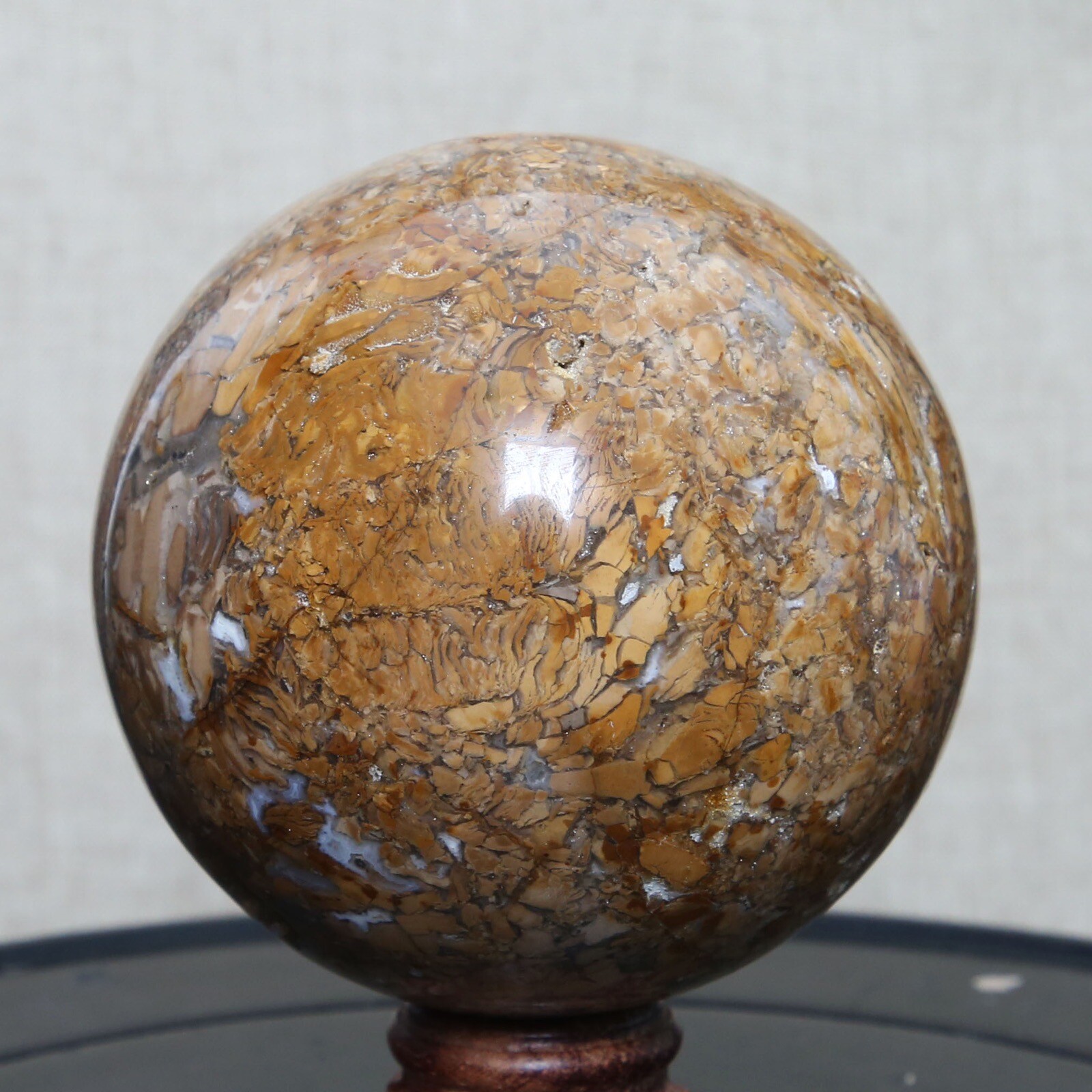 B8702-85mm-817g Amazing Natural Ocean Ibis Jasper Orbicular Sphere Reiki Crystal