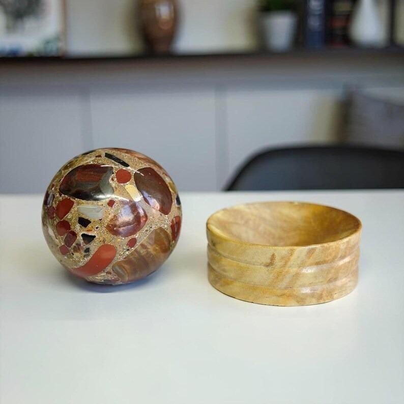 Red Cobra Jasper Sphere with Stand Polished Crystal Ball Healing Stone Decor