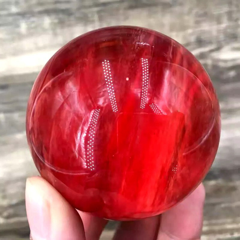 2LB Big Natural Red Smelting Quartz Crystal Sphere Healing Energy Ball W/ Stand