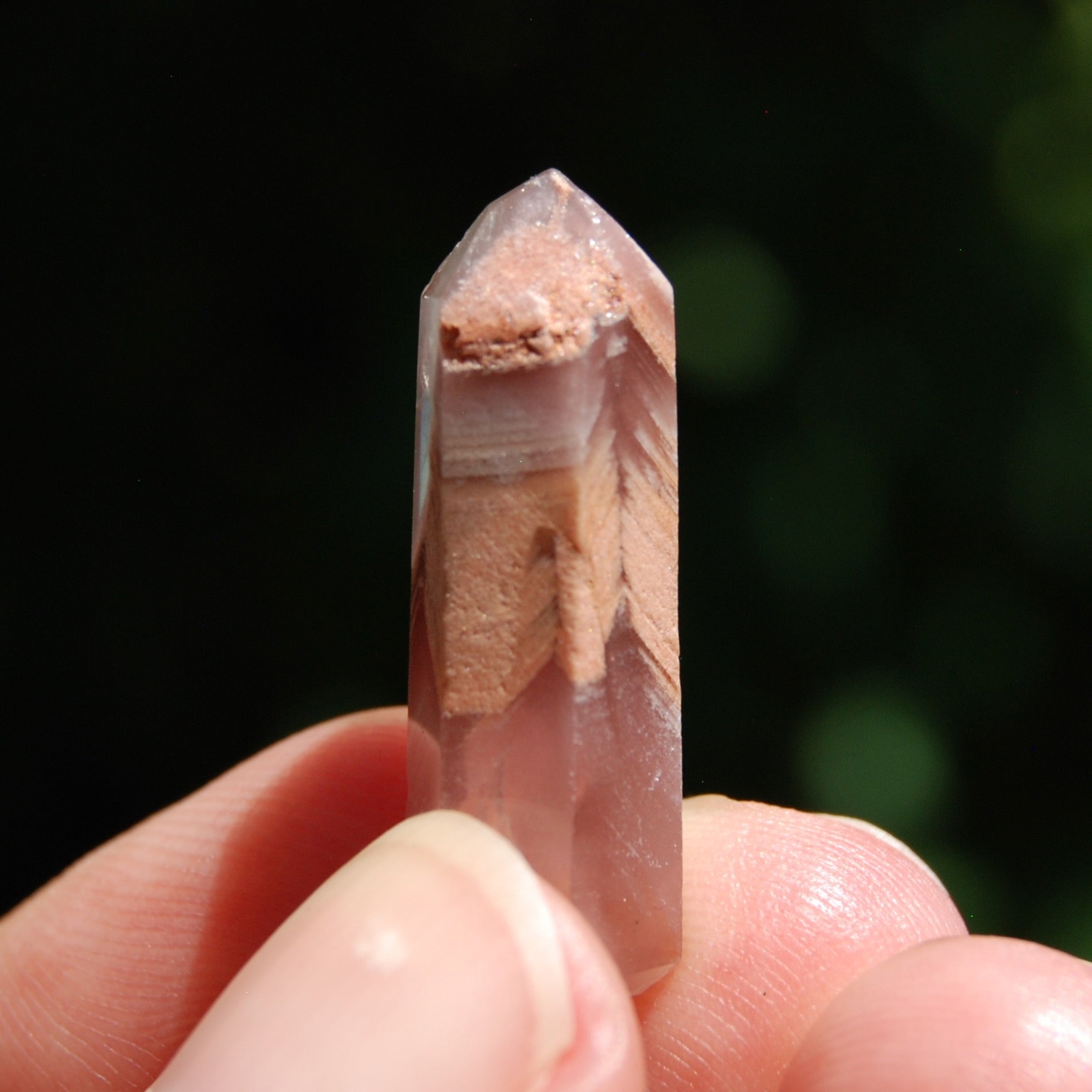 1in RARE Pink Lithium x Amphibole Quartz Crystal Mini Tower, Bahia, Brazil d19