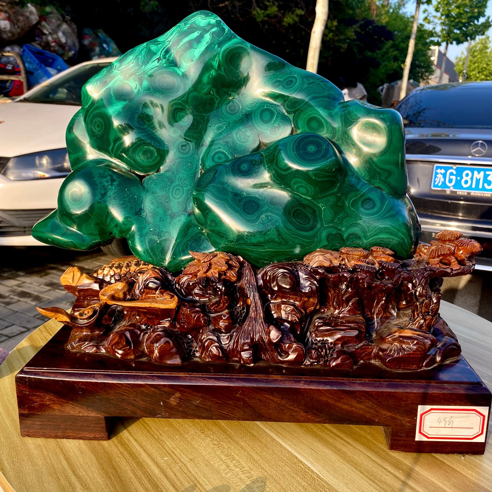 55.11LB Natural glossy Malachite transparent cluster rough mineral sample