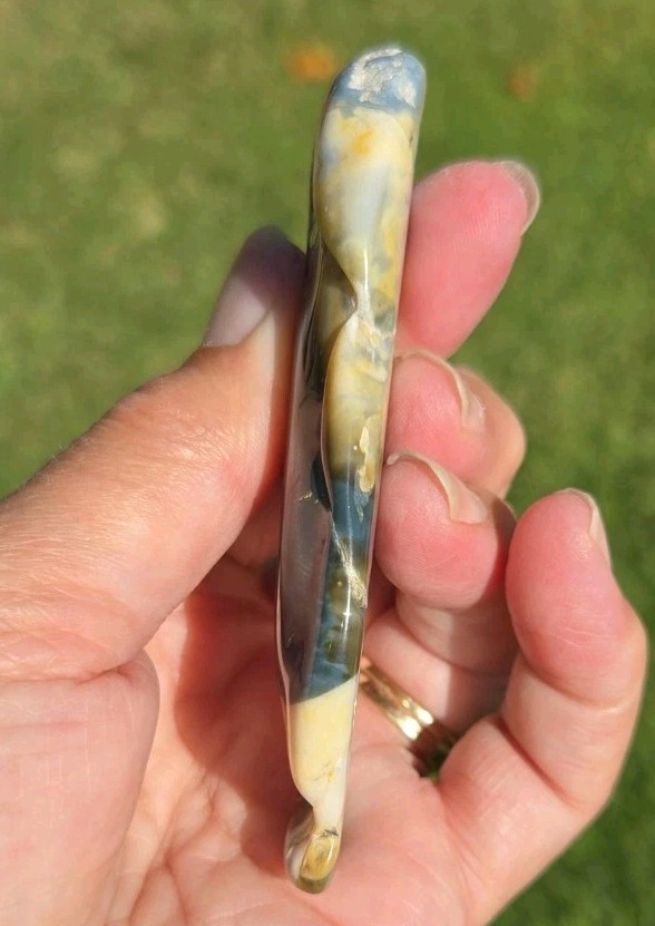 Polished Jasper Green Freeform Pieces 1 – 3.5 x 1.25 x 3/16″ 2 – 3 x 1.5 x 3/4″