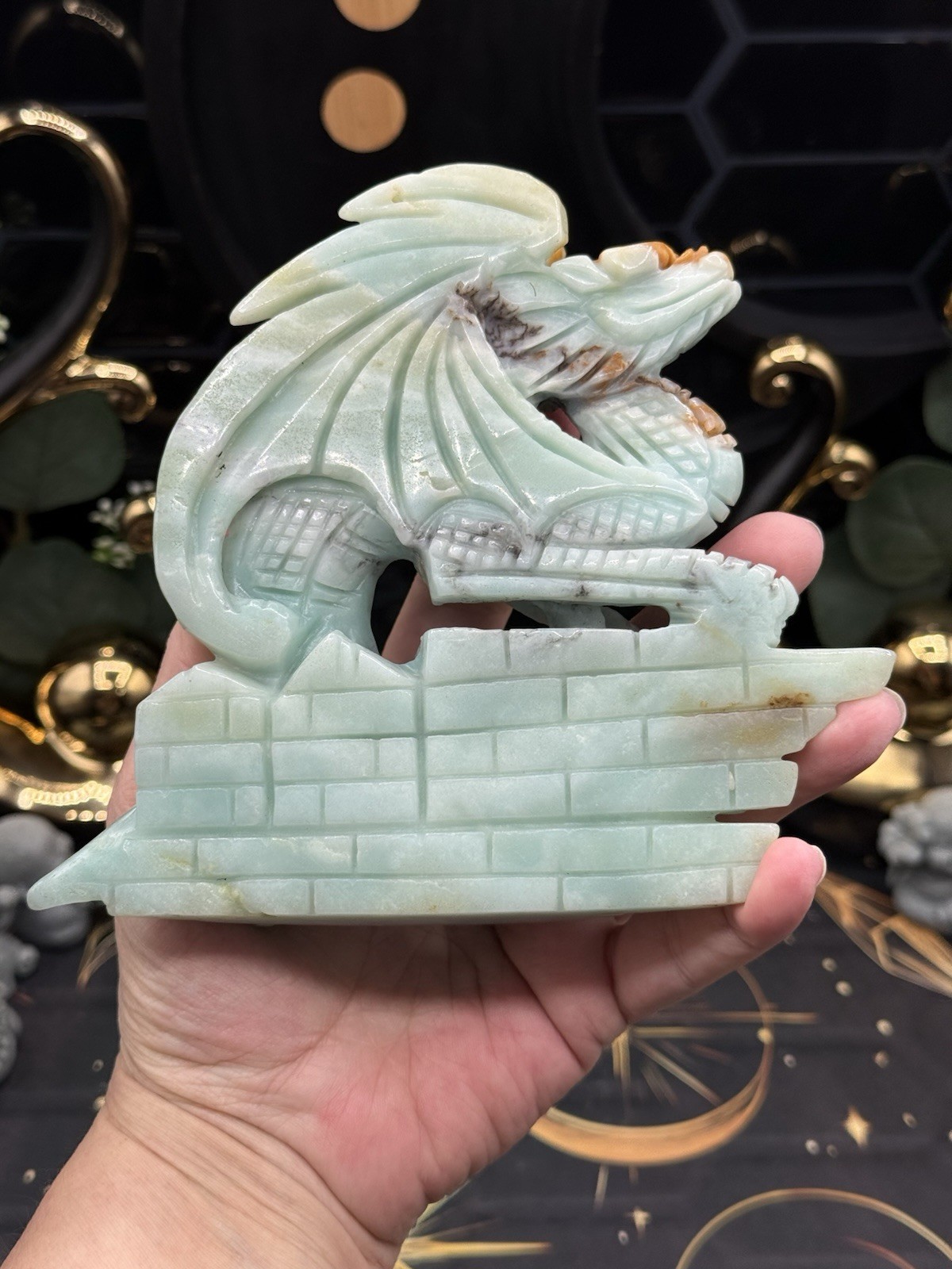 Natural Sky Blue Quartz dragon Carving Just gorgeous! 1.2lbs+ Free shipping