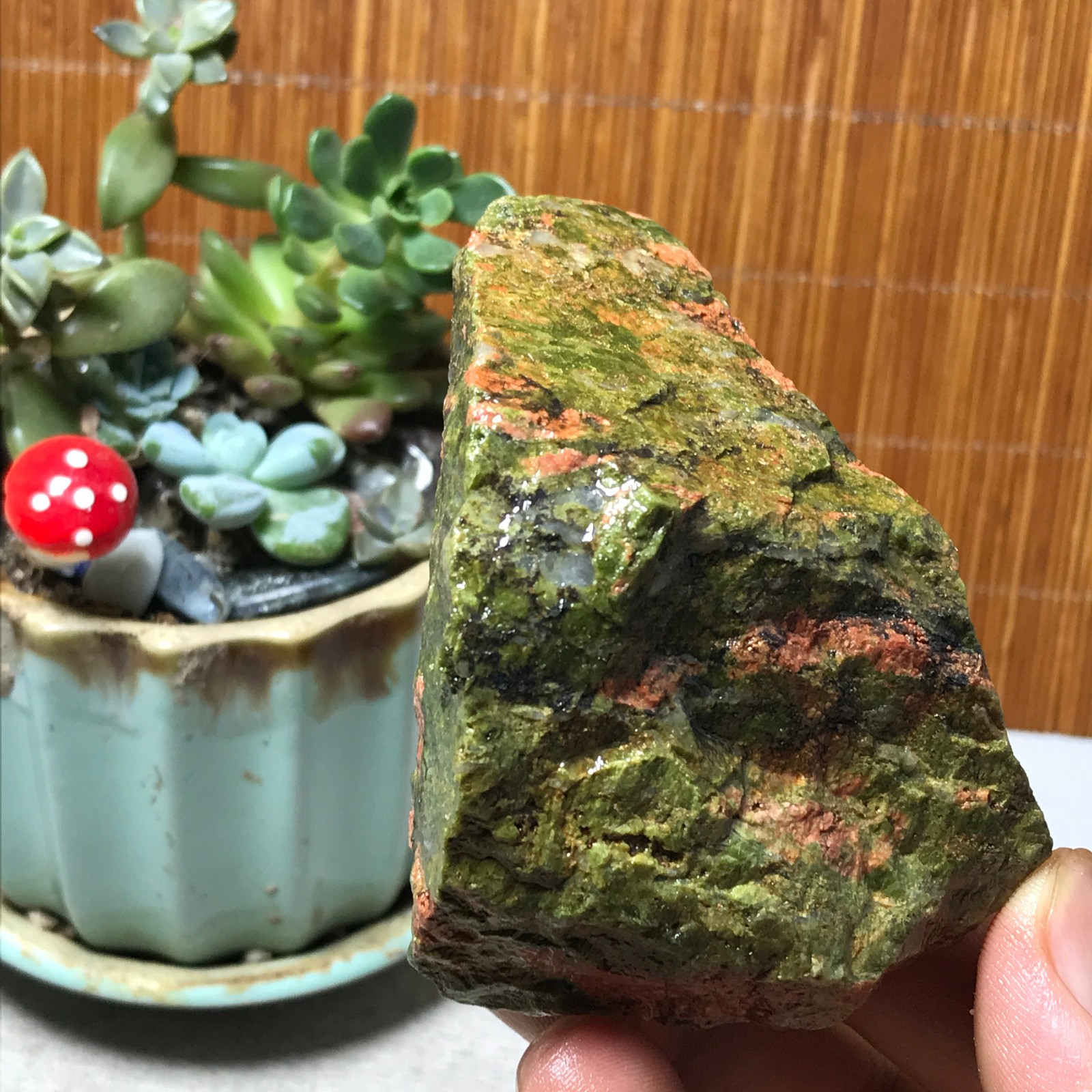 213g Natural Unakite Crystal gemstone Rough Mineral Specimen healing A6356