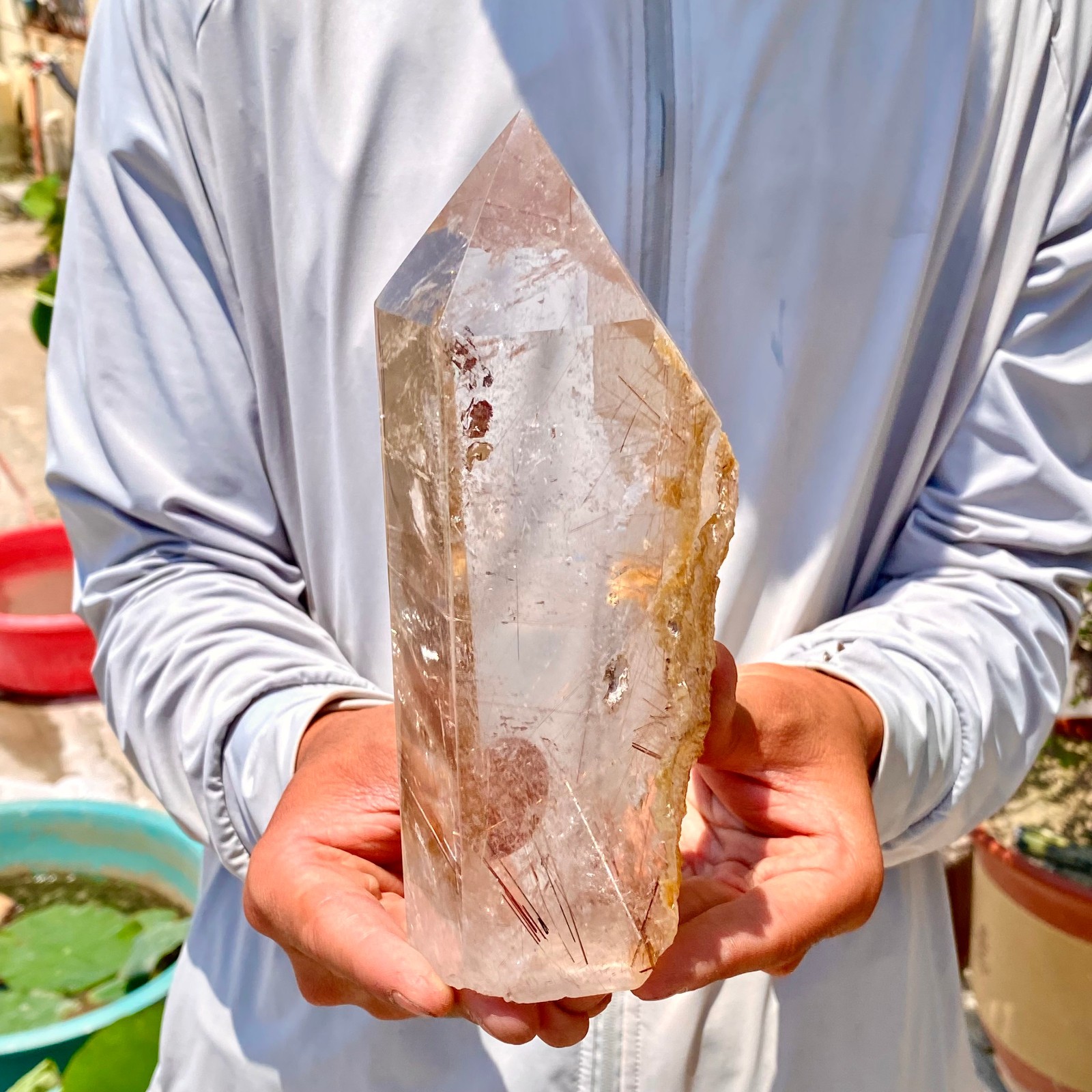 Natural Copper Rutilated Quartz Obelisk Tower Crystal Point Reiki Healing Home