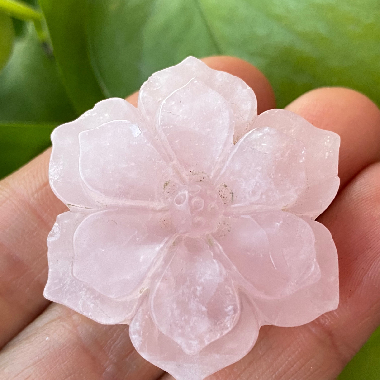Natural pink rose Quartz flowers skull hand carved reiki Healing 1pc