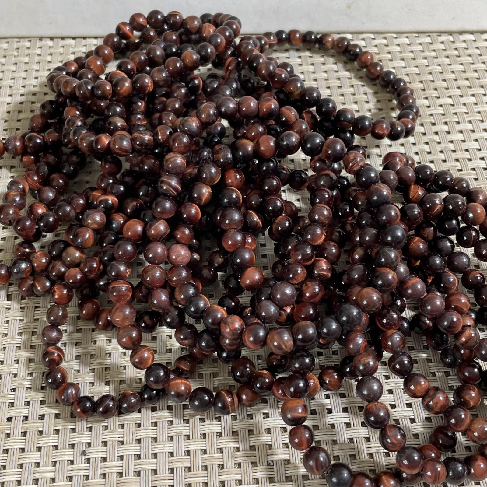 Wholesale 5Pcs Red Tiger Eye Stone 6mm Quartz Crystal Stretch Bracelet