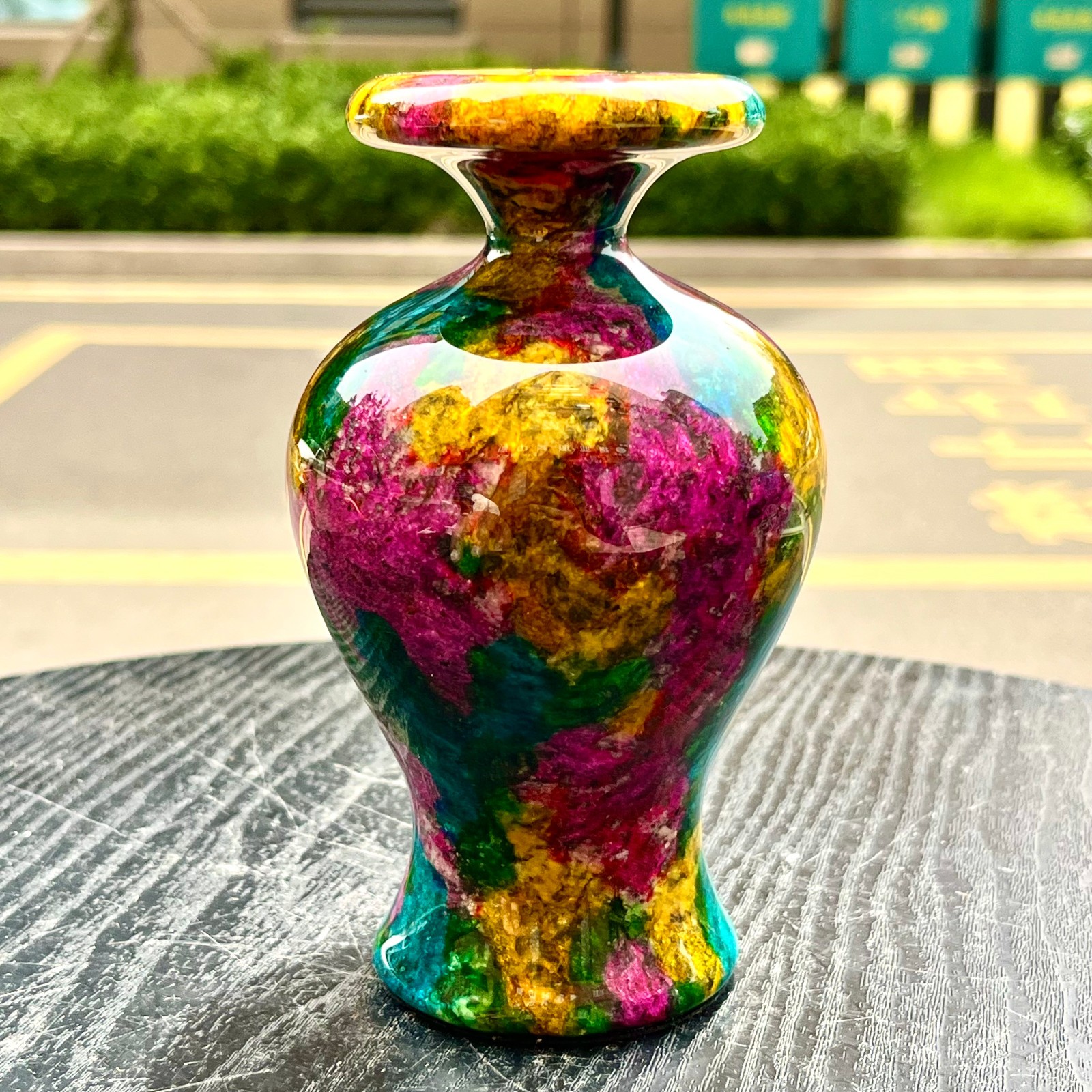 1.94LB Natural “Seven Colors Jade” vase specimen -Taiwan China