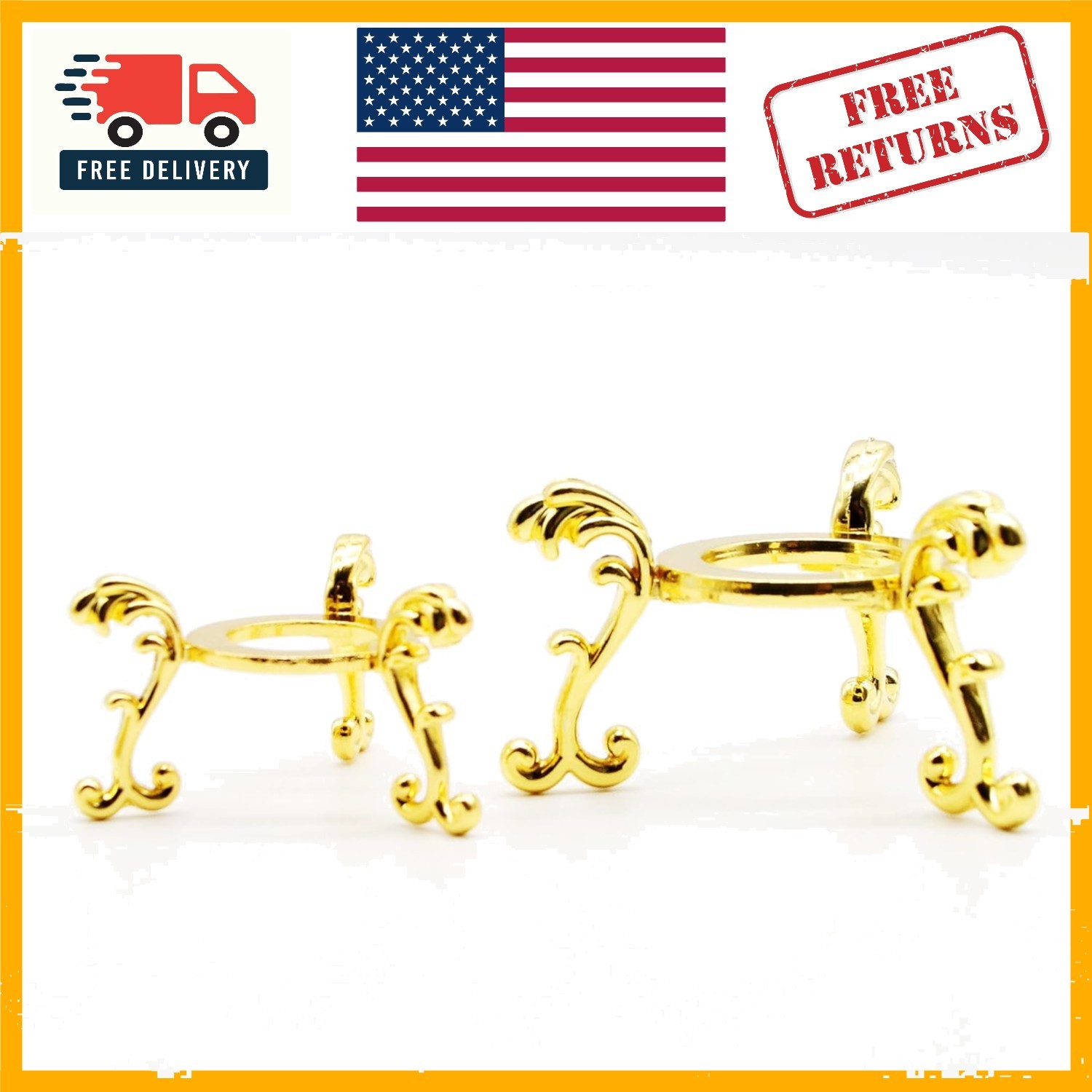 Elegant 2pcs Gold-Plated Crystal Ball Stand for Sophisticated Home Display