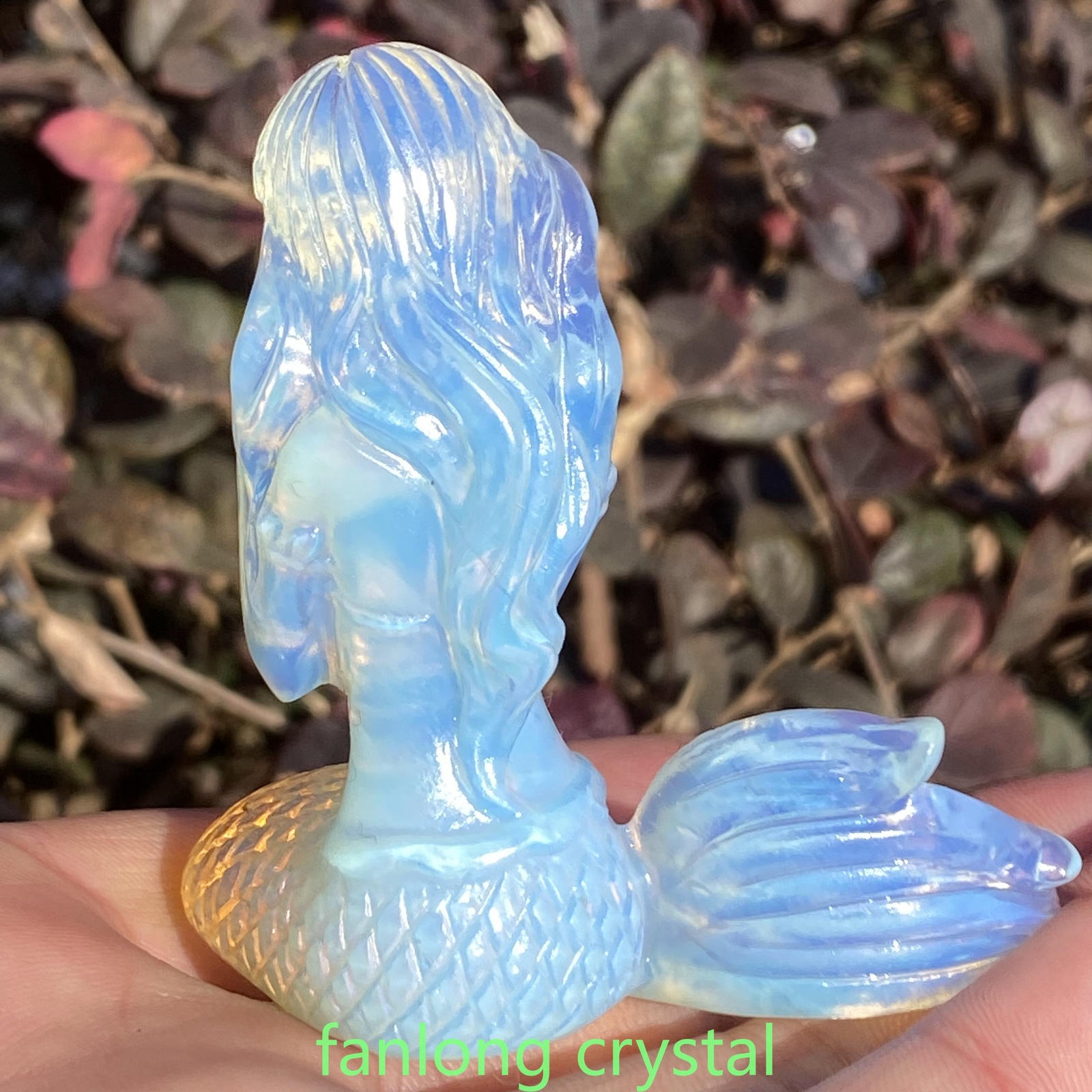 3” Opalite quartz Crystal Carved Mermaid Skull Reiki healing Random 1pc