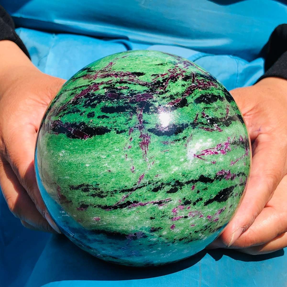 5.67 LB Large Natural Ruby Zoisite Sphere Crystal Healing Stone Specimen 5158