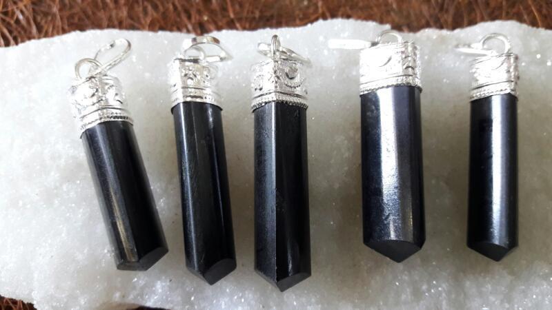 5 Pieces Natural Black Tourmaline Natural Stone Pencil Pendant AAAA ++++