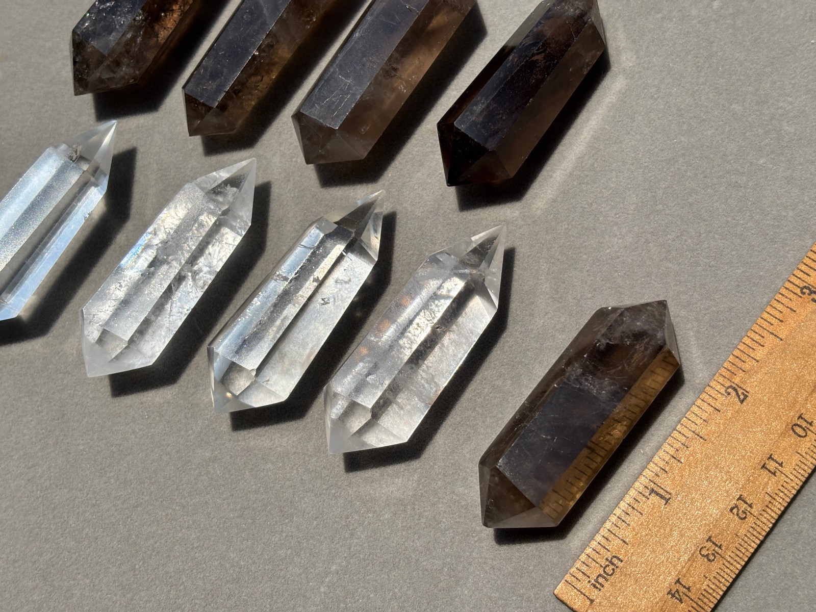 10pcs Lot Clear and Smokey Mixed Natural Quartz Crystal Double Terminated Points