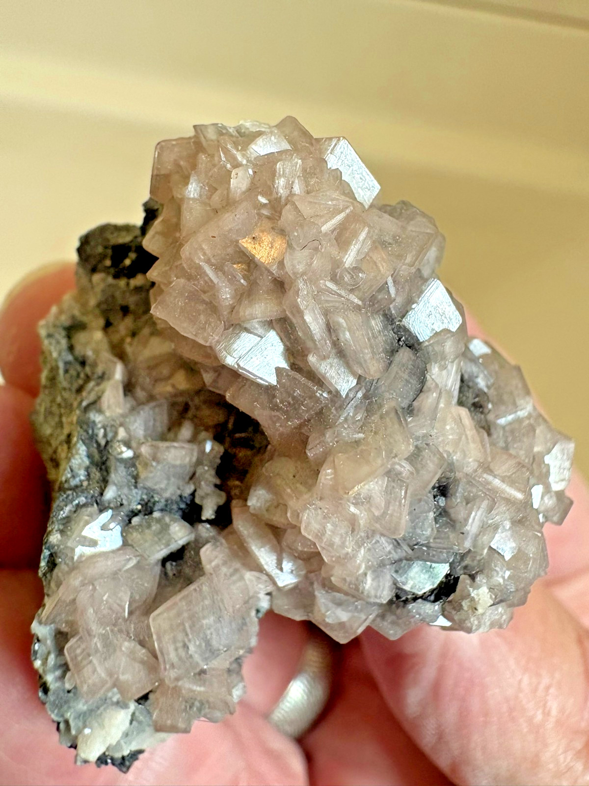 Smithsonite on Tennantite, “cobaltoan”, Tsumeb, Namibia