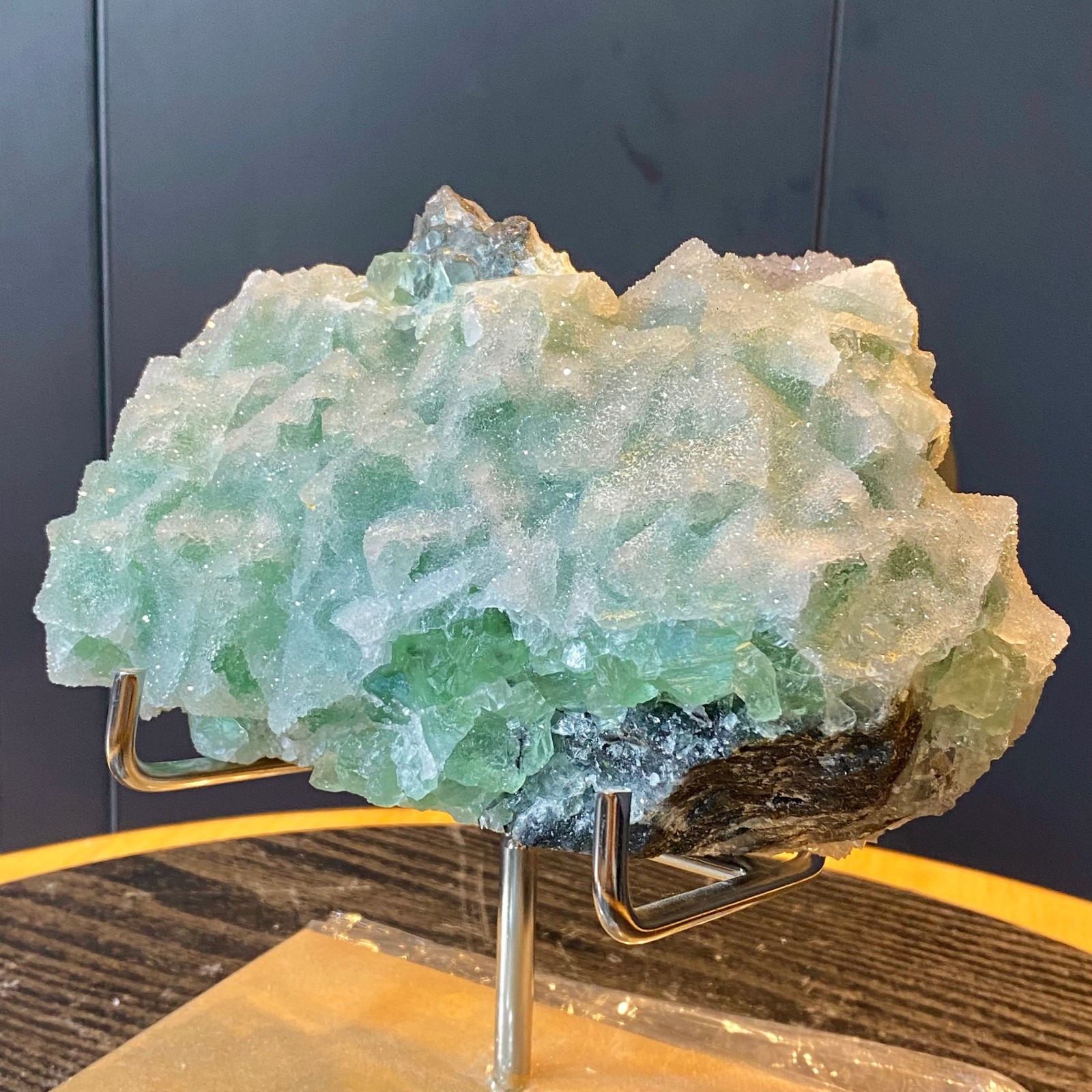 3.83LB Natural green cubic fluorite quartz crystal cluster mineral specimen