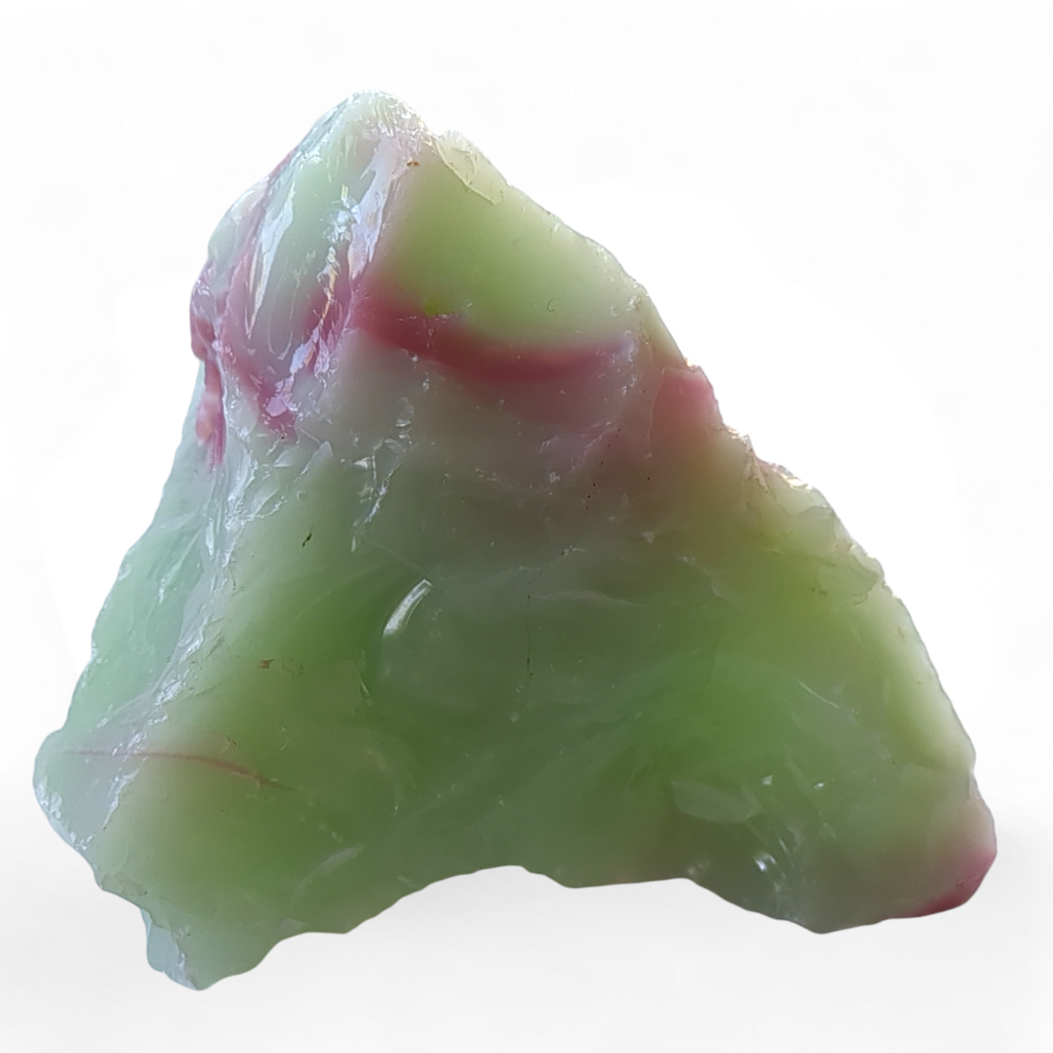 Jadeite Lime Pink Infused Art Glass Cullet Glowing Opaque Uranium Slag #4GX95