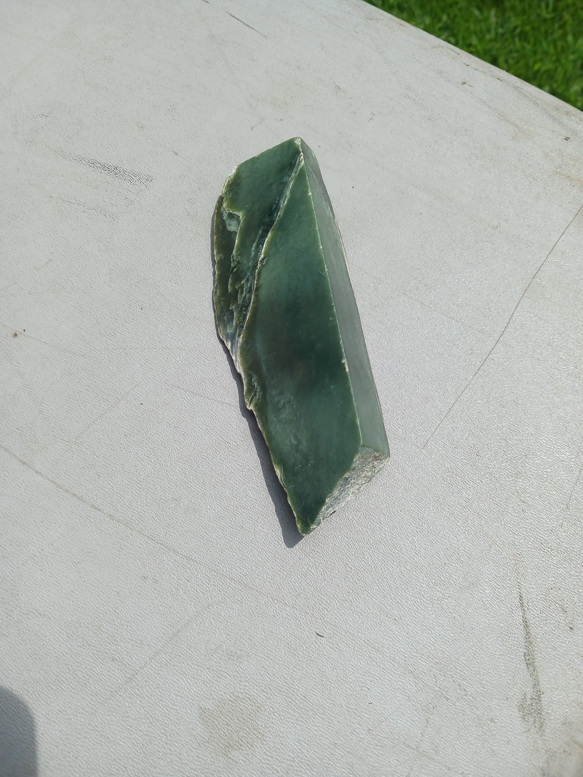 polished Green Nephrite Jade Stone Slab Wedge Shape #153g 5.25″ X 1.75″ X 1″