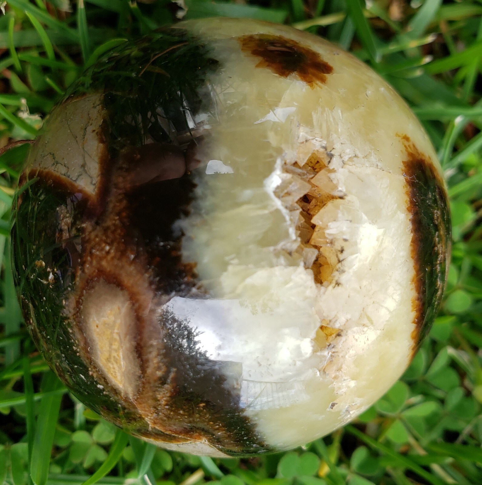 2.0″ Natural Septarium Septarian Dragon Egg Phosphorescent UV Crystal Sphere
