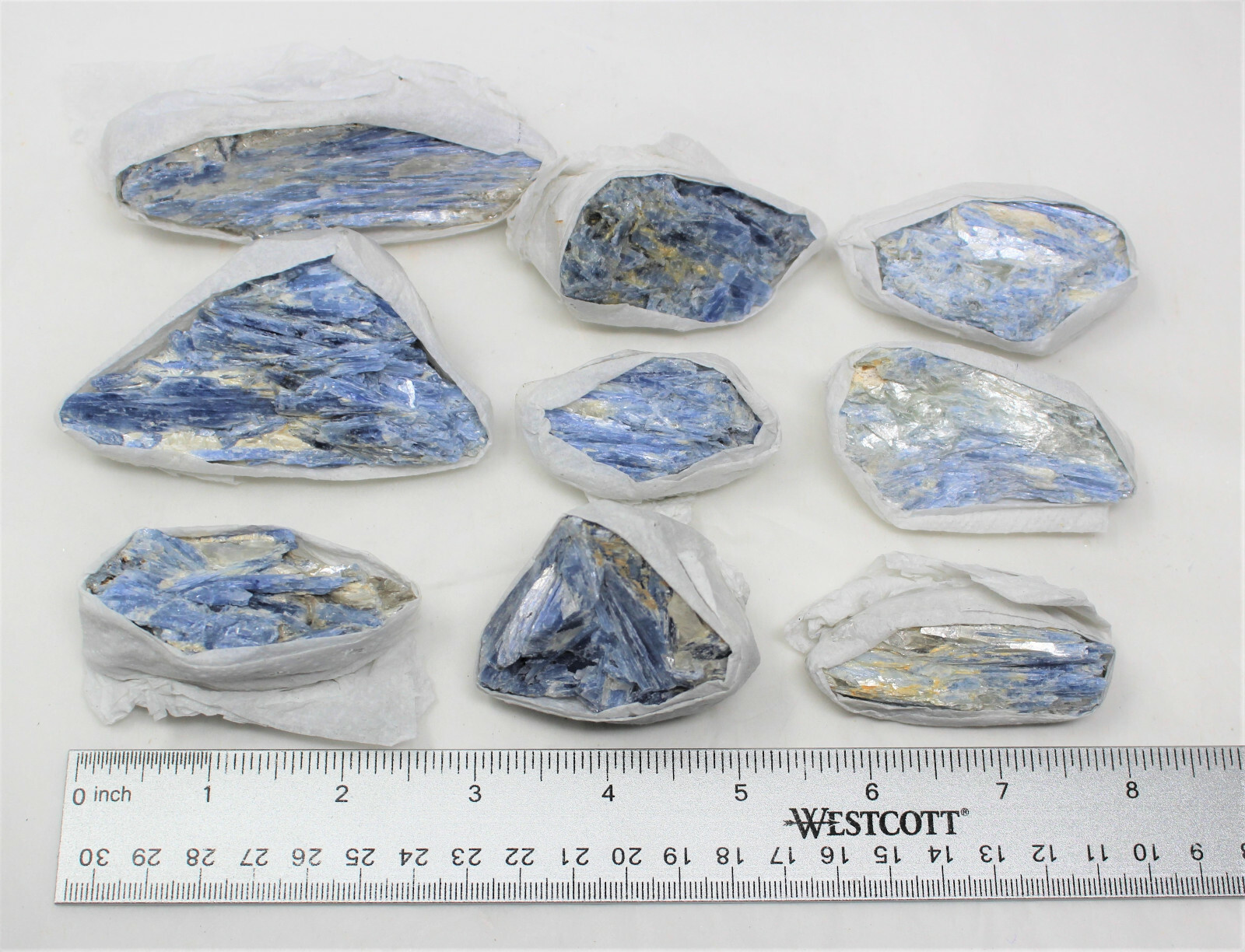 Bulk Large Natural Blue Kyanite in Matrix Crystal Chunks: 9-12 Piece Box Lot