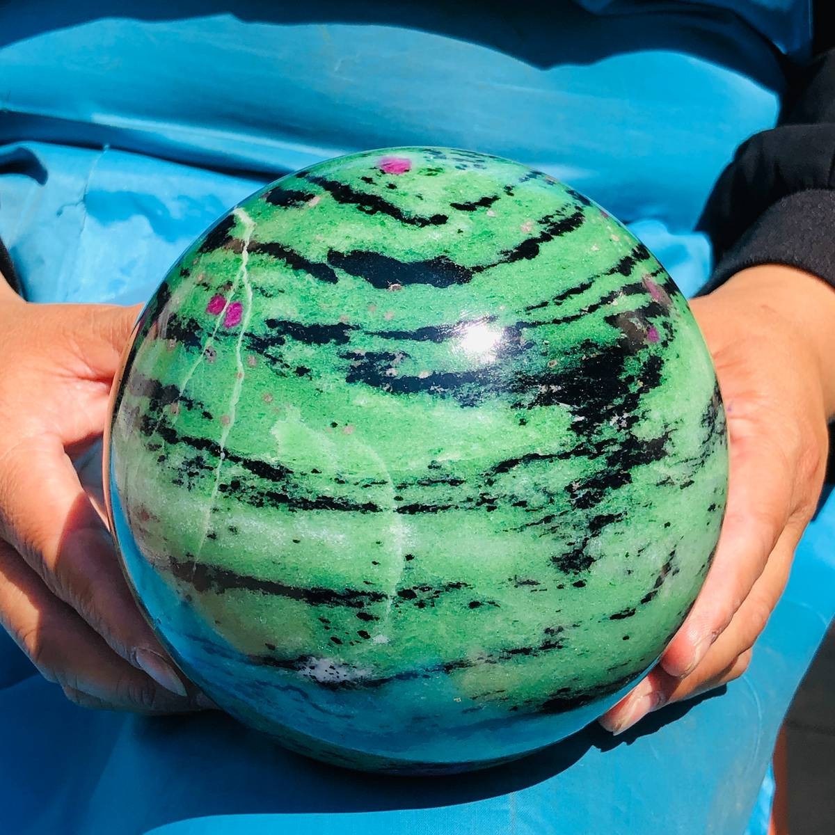 8.77 LB Large Natural Ruby Zoisite Sphere Crystal Healing Stone Specimen 5151