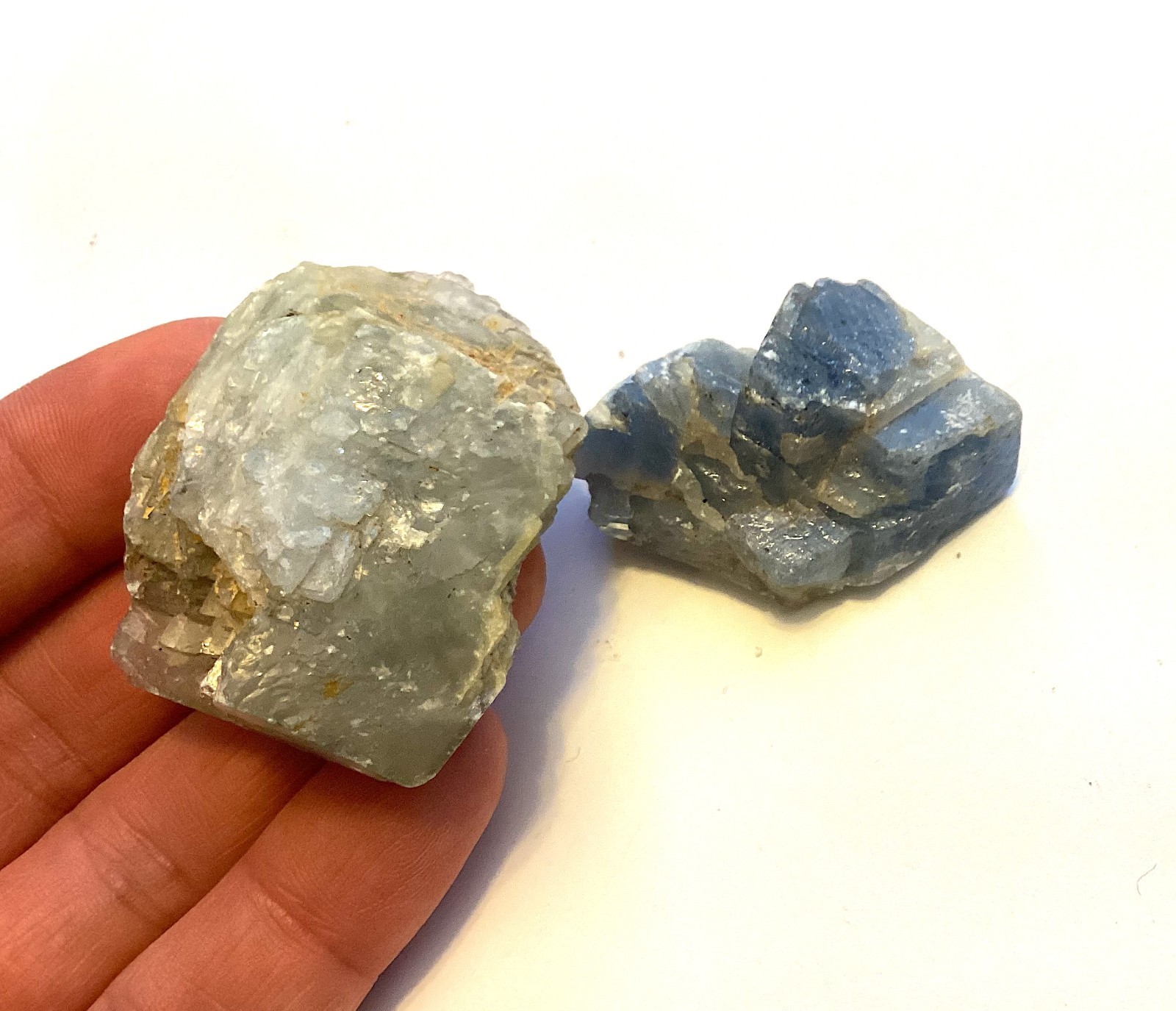 Calcite Stones, Blue and Gray Crystal Specimens, Natural Rocks