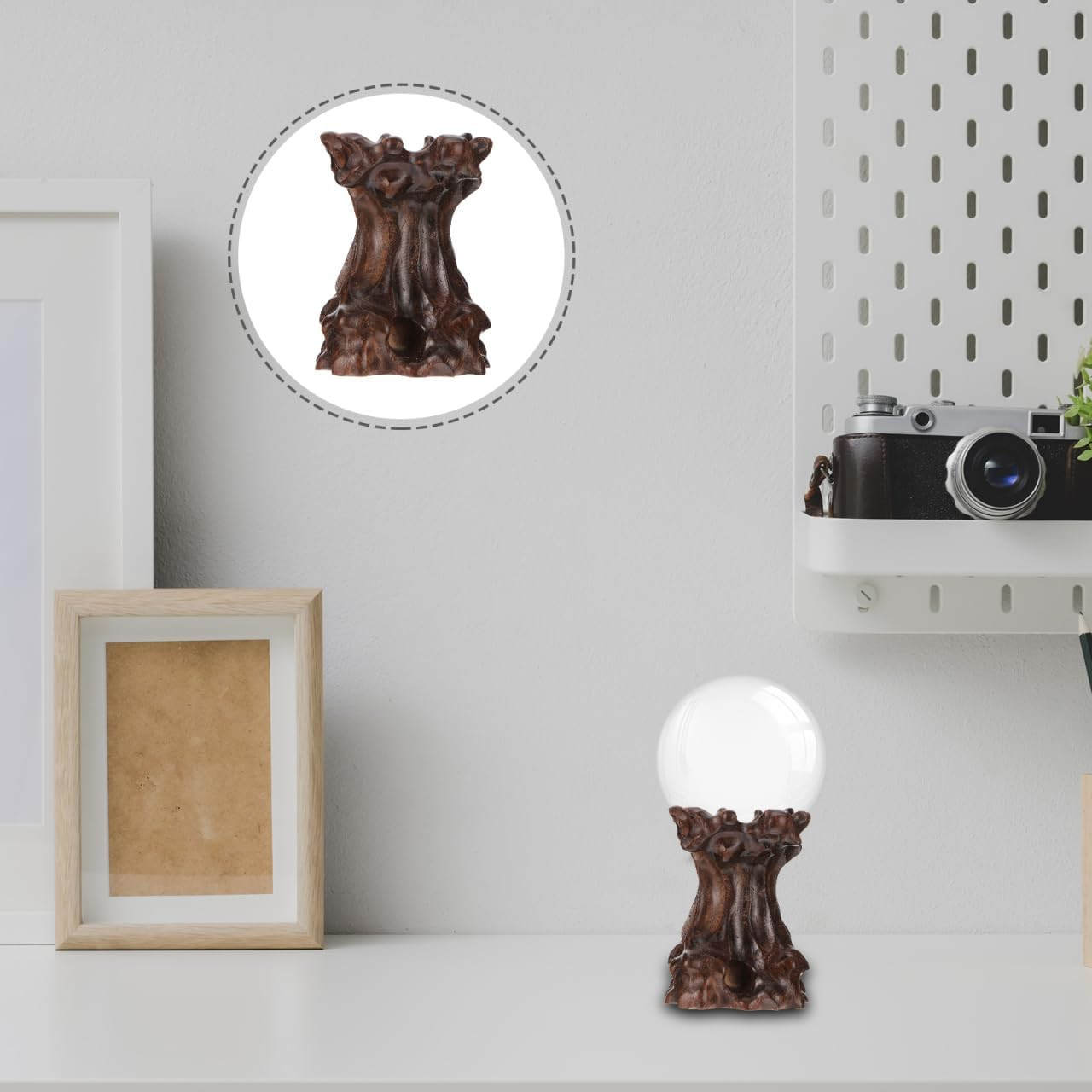 Wooden Stand for Crystal Sphere Quartz Ball Holder Wood Display Stand Base Orb E