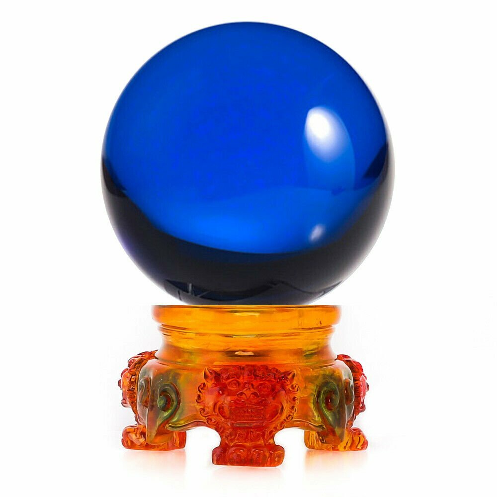3in (80mm) Crystal Ball with Rainbow Lion Stand 10 colors to choose from