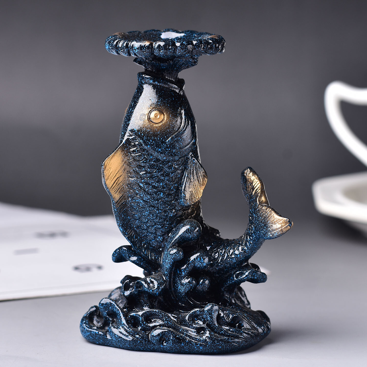 Carp Fish Crystal Ball Stand Base Resin Room Decor Sphere Stand Multi-color