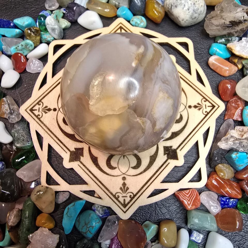 Geometric Sphere Stand Holder, Crystal Stand, Metaphysical, Wicca, Crystal