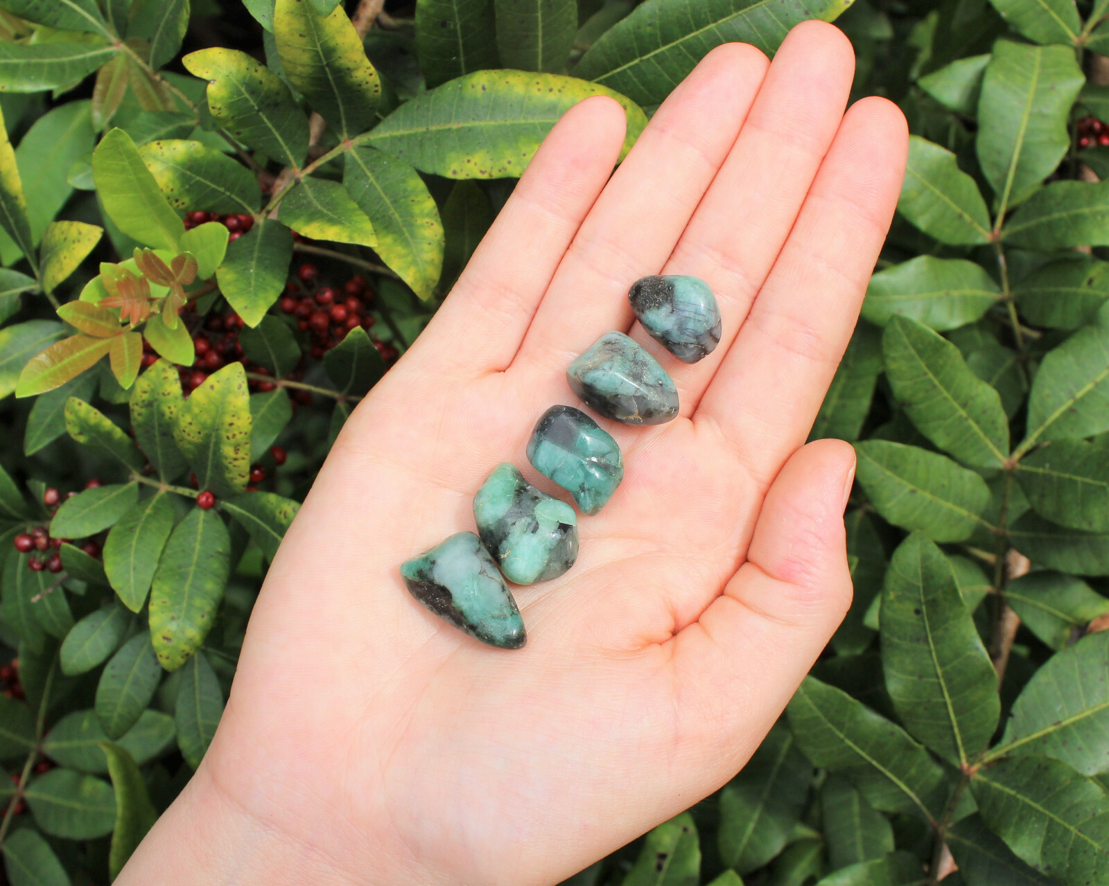 4 oz Emerald Tumbled Stones: ‘A’ Grade Natural Polished Crystals 1/4 lb