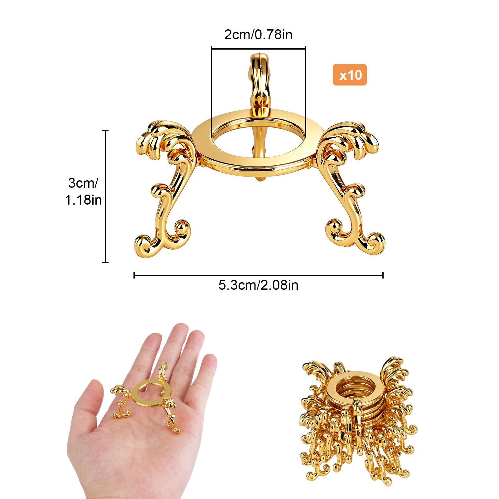 10PCS Metal Sphere Display Stand Gold Crystal Ball Base Gemstone Holder Tripod