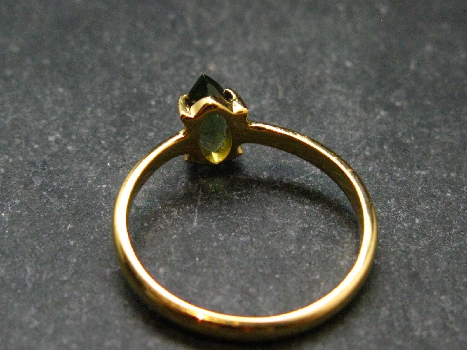 Moldavite Gold Plated Silver Facetted Ring – Size 8 – 1.80 Grams