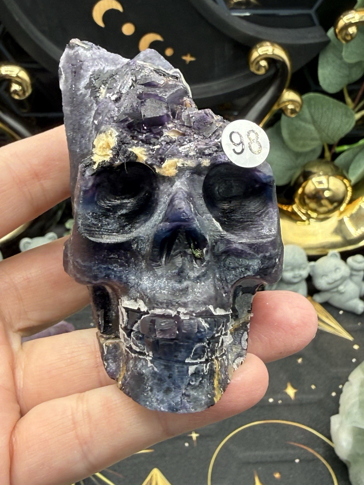 Natural Fluorite Skulls Raw Specimen Feather cube blue purple green free ship